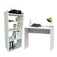 Combo escritorio + librero Holanda Blanco - Muebles Bonno